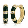 Leeada Jewelry Women's Lamill Enamel Huggies - Evergreen
