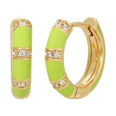 Leeada Jewelry Women's Lamill Enamel Huggies - Tulip Green