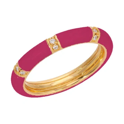 Leeada Jewelry Women's Pink / Gold Lamill Stacking Ring - Barbie Pink In Multi