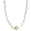 Leeada Jewelry Women's White / Blue Tropez Pearl Necklace - Turquoise