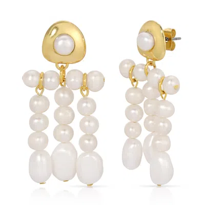 Leeada Jewelry Women's White / Gold Cannes Pearl Earrings