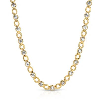 Leeada Jewelry Women's White / Gold Lina Tennis Necklace In Orange