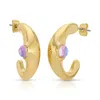 Leeada Jewelry Women's White / Gold Lune Earrings - Moonstone