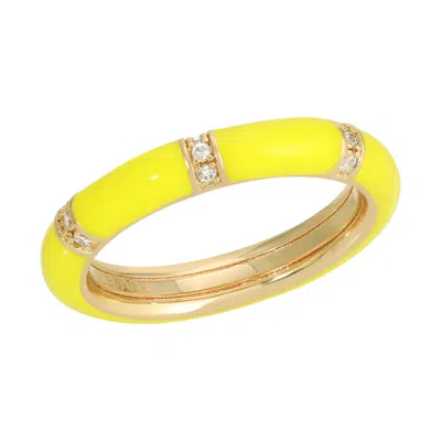 Leeada Jewelry Women's Yellow / Orange Lamill Enamel Stacking Ring - Daffodil Yellow