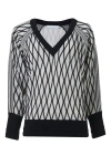 Leem Argyle Mesh Textured Knitted Sweater In Multi