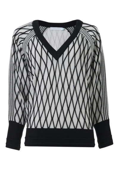 LEEM LEEM ARGYLE MESH TEXTURED KNITTED SWEATER