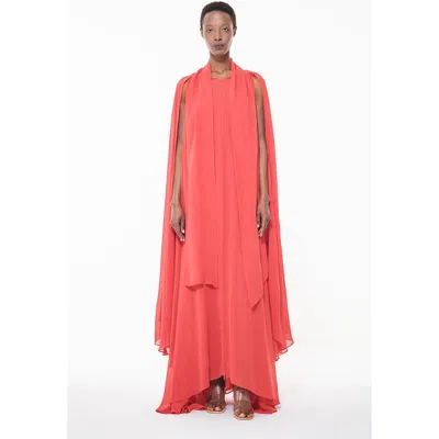 Leem Cape Detail Maxi Kaftan In Coral