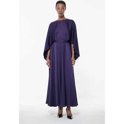 Leem Cape Sleeve Belted Dress In Purple