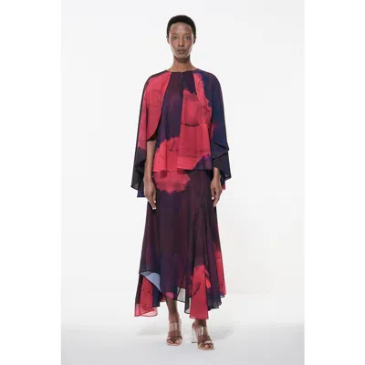 Leem Cape Sleeve Printed Top In Multicolor