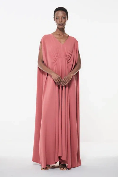 Leem Gathered Marked Waist Dress In Pink