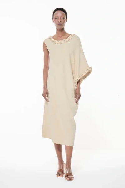 Leem Knit Covered Chain Detail Dress In Natural