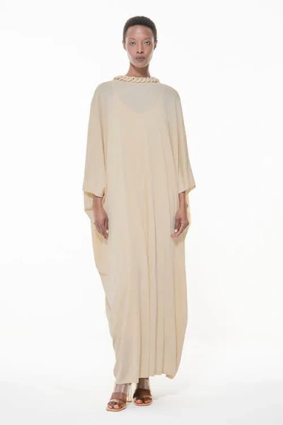 Leem Knit Covered Chain Detail Kaftan In Natural
