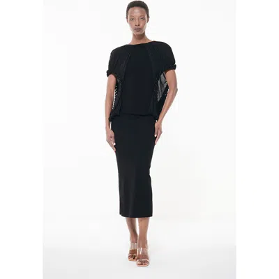 Leem Knit Covered Chain Detail Top In Black