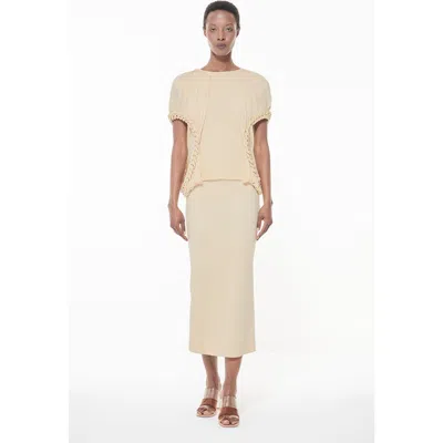 Leem Knit Covered Chain Detail Top In Natural