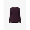 Leem Mens Purple Batwing-sleeve Relaxed-fit Knitted Jumper Xl