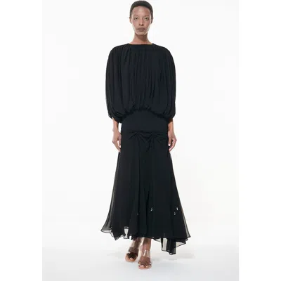 Leem Ruched Shoulders Top In Blue