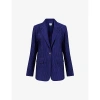 Leem Womens Purple Single-breasted Slim-fit Plisse Blazer In Purple