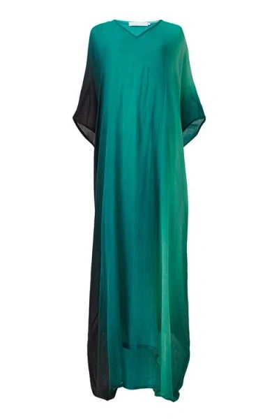 Leem Vertical Ombre Kaftan In Green