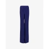 LEEM LEEM WOMENS PURPLE WIDE-LEG HIGH-RISE PLISSE WOVEN TROUSERS