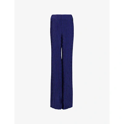 Leem Womens Purple Wide-leg High-rise Plisse Woven Trousers