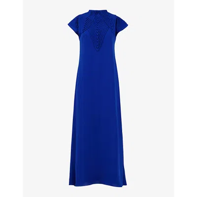 Leem Womens Cobalt Kaftan Short-sleeve Woven Maxi Dress
