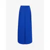 Leem Womens Cobalt Pleated Wide-leg Stretch-woven Trousers In Cobalt