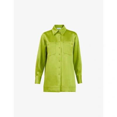 Leem Womens Green Patch-pocket Relaxed-fit Woven Shirt