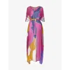 Leem Womens Magen Comb Graphic-print Cotton-blend Kaftan In Magen Comb
