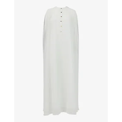 Leem Womens Off White Cape V-neck Woven Kaftan