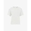Leem Womens Off White Embroidered-pocket Round-neck Cotton T-shirt In Off White