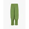 Leem Plisse Tapered-leg Woven Trousers In Olive