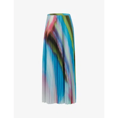 Leem Womens Pastelcomb Abstract-print Pleated Mid-rise Woven Skirt