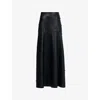 Leem Womens  A-line Studded Faux-leather Maxi Skirt In Black