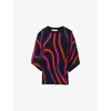 Leem Womens Abstract Applique-detail Cotton Top Black Xl