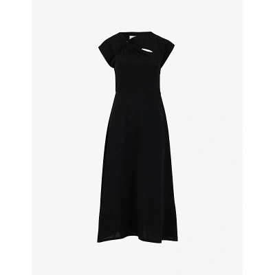 Leem Womens Black Cut-out Regular-fit Stretch-woven Midi Dress
