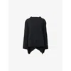Leem Womens  Draped-back Textured Woven Blouse In Black