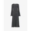 Leem Womens  Jacquard-pattern Knitted Midi Dress In Black