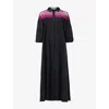 Leem Womens Lace-panel Cotton-poplin Shirt Kaftan Black