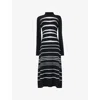 Leem Womens  Striped High-neck Knitted Midi Dress In Multi
