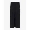 Leem Womens Wide-leg Cropped Woven Trousers Black