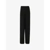 Leem Womens  Wide-leg Cropped Woven Trousers In Black