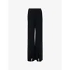 Leem Womens  Wide-leg Knitted Modal And Wool-blend Trousers In Black