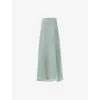 Leem Womens Blue Asymmetric-panel High-waist Chiffon Midi Skirt