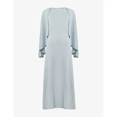 Leem Womens  Cape-detail Woven Midi Dress In Blue
