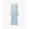 Leem Womens  Marked Waist Tiered Woven Midi Dress In Blue