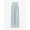 Leem Womens Tiered Maxi Chiffon Skirt Blue In Blue