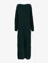 Leem Womens Bottle Gre Textured Long-sleeve Wool-blend Midi Dress In Bottle Gre