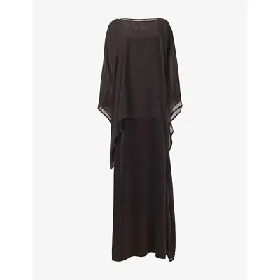 Leem Womens Combined-top Asymmetric Woven Maxi Dress Brown