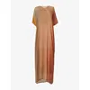 Leem Womens Metallic Ombre-print Woven Kaftan Brown In Multi