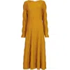 Leem Womens  Contrast Mesh Knit Maxi Dress In Yellow